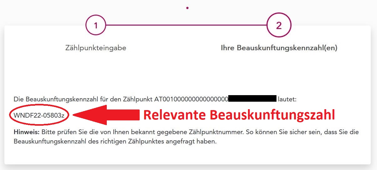 Screenshot: Beauskunftungskennzahl anzeigen